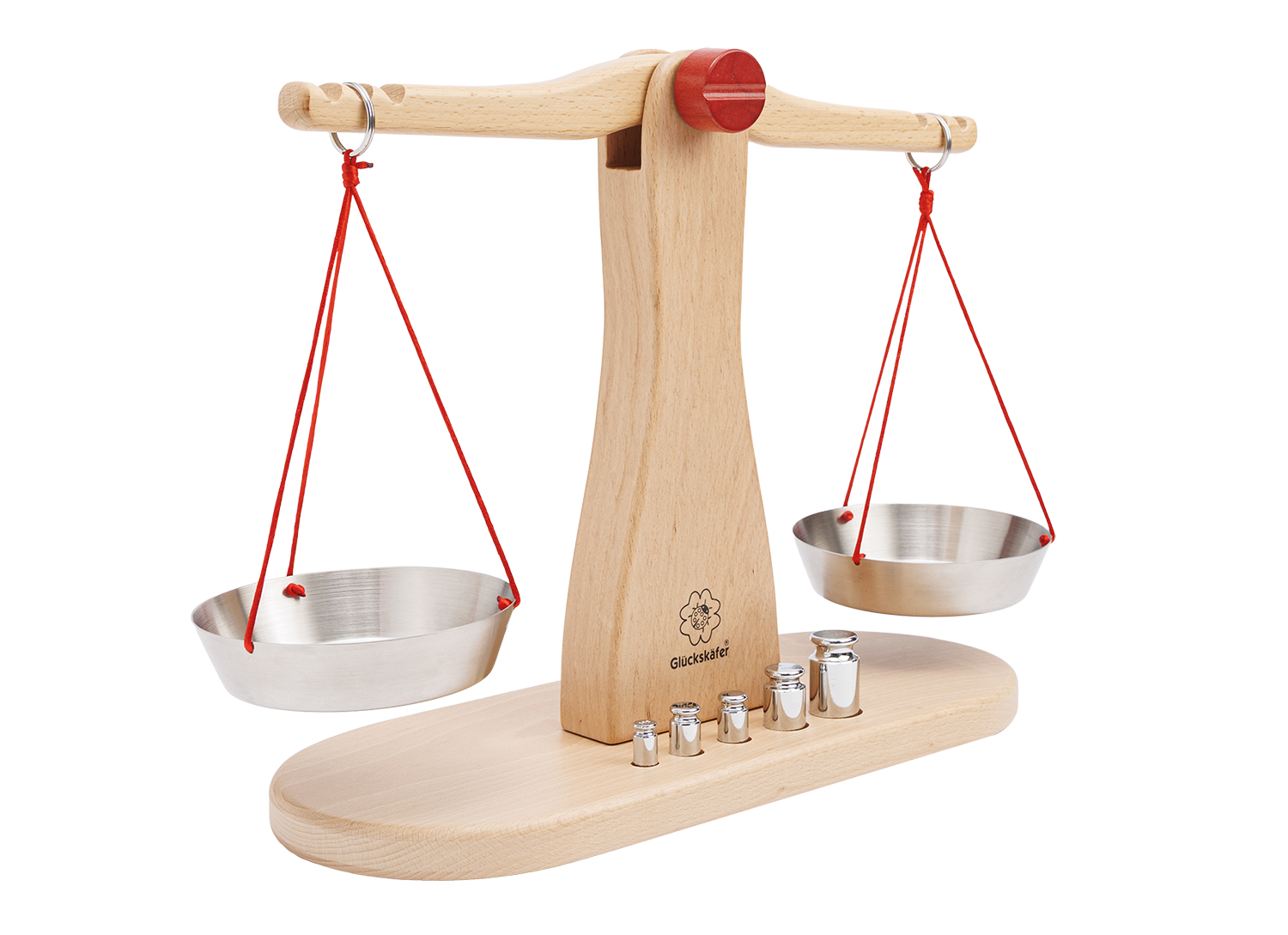 Holzwaage mit 5 Metallgewichten Holzwaage mit 5 Metallgewichten